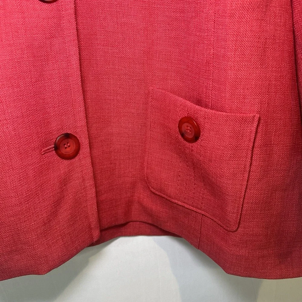 Alfred Dunner Red Large Button Blazer 3/4 Sleeve Size 18‎ 100% Polyester